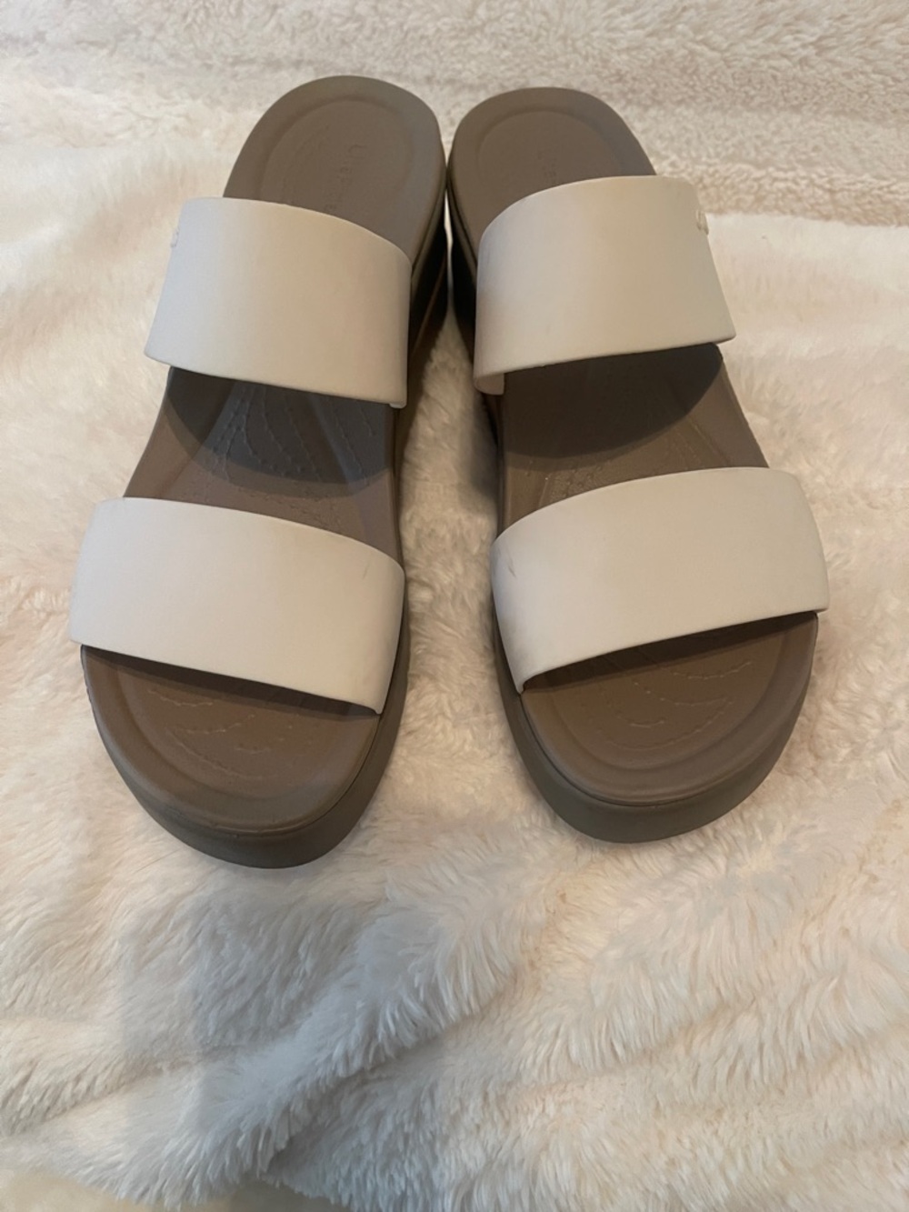 White Double-Strap Slide Sandals